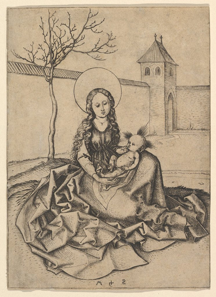 Detail of The Madonna and Child in the Courtyard, ca. 1435-1491 by Martin Schongauer