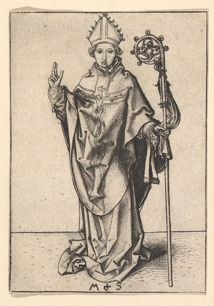 Detail of Bishop Saint, ca. 1435-1491 by Martin Schongauer