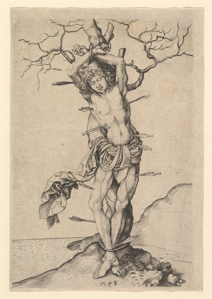 Detail of Saint Sebastian, ca. 1435-1491 by Martin Schongauer