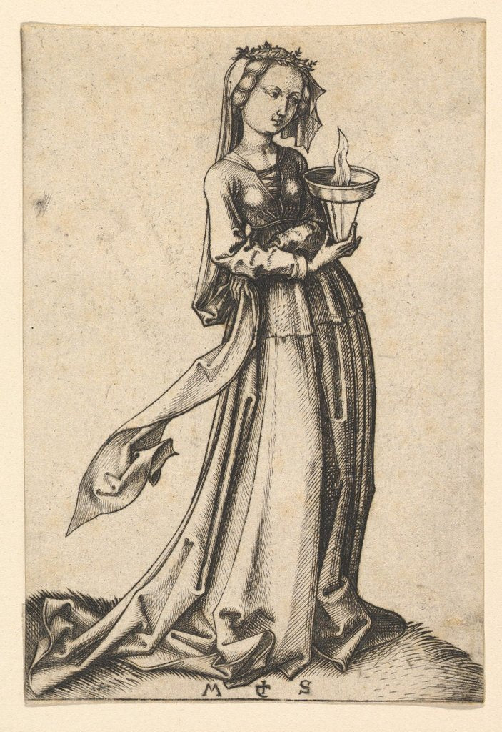 Detail of The Fourth Wise Virgin, from the series The Wise and Foolish Virgins, ca. 1435-1491 by Martin Schongauer