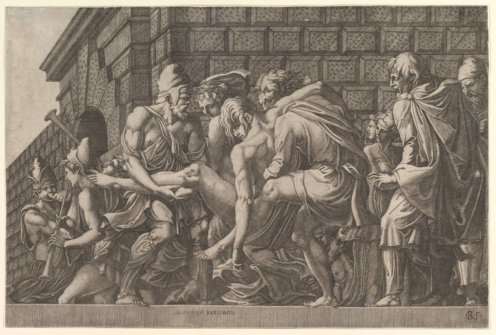 Detail of The Wounded Paris Carried from the Field of Battle by Master FG