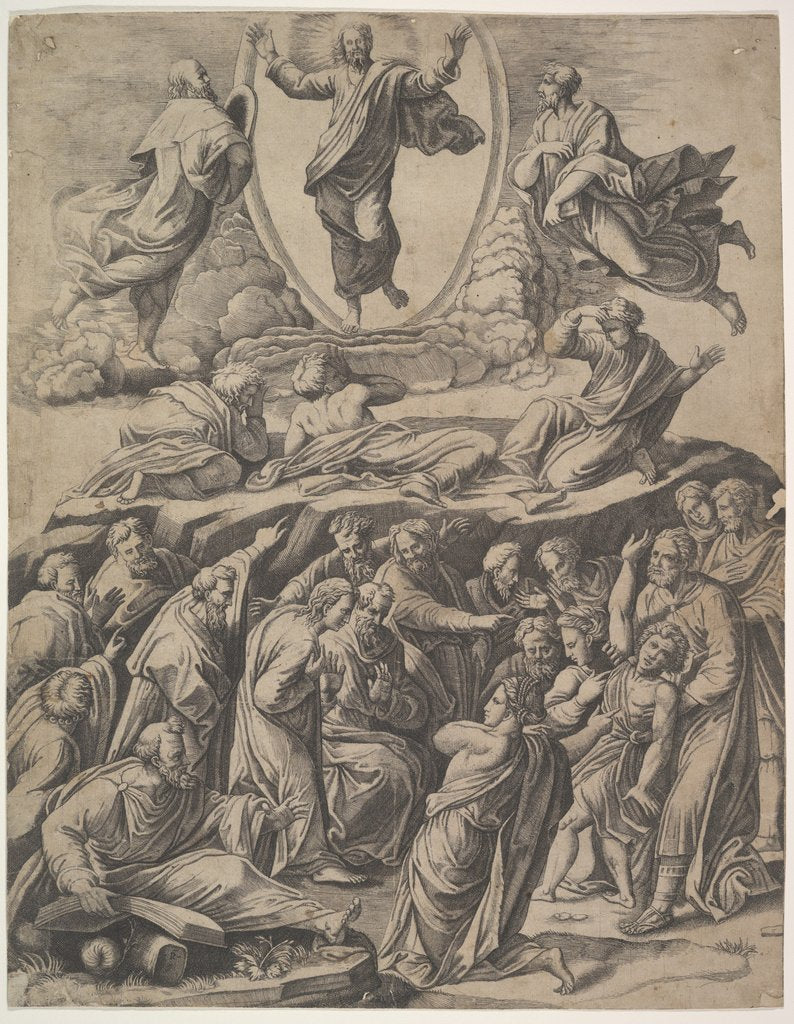 The Transfiguration of Christ who appears upper centre, below him various figures inclu…, 1530-60 by Master of the Die