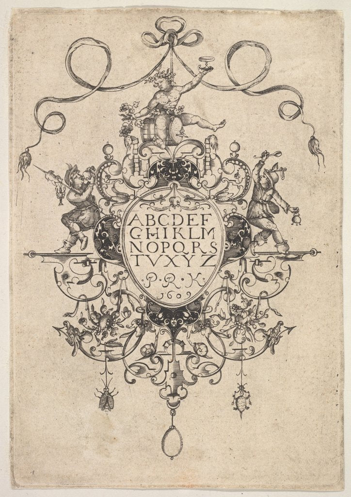 Detail of Design for a Pendant with the Alphabet, 1609 by Master PRK