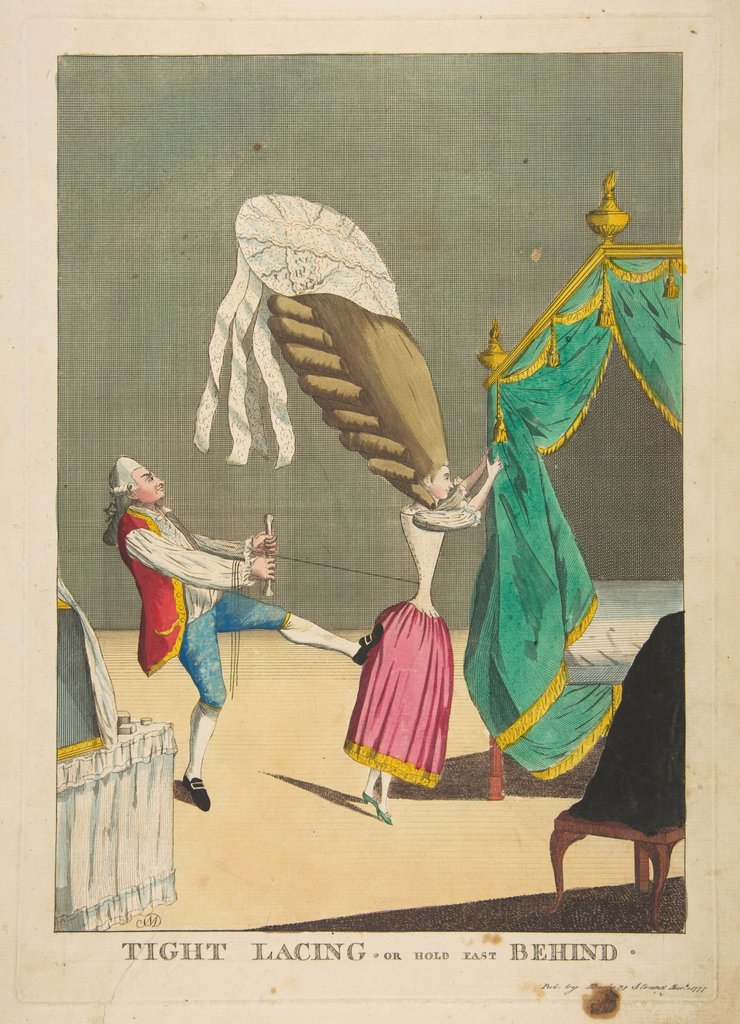Detail of Tight Lacing or Hold Fast Behind, March 1, 1777 by Matthew Darly