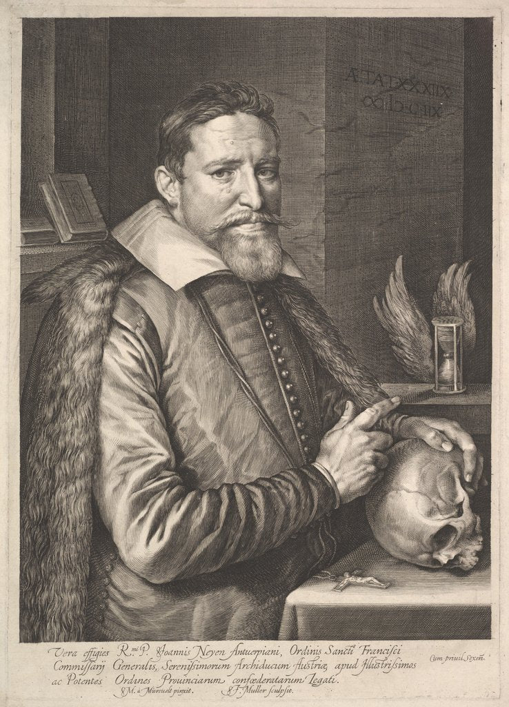 Detail of Portrait of Joannes Neyen, General of the Order of Franciscan Friars, Ambassador in Trier, 1608 by Michiel Jansz van Miereveld