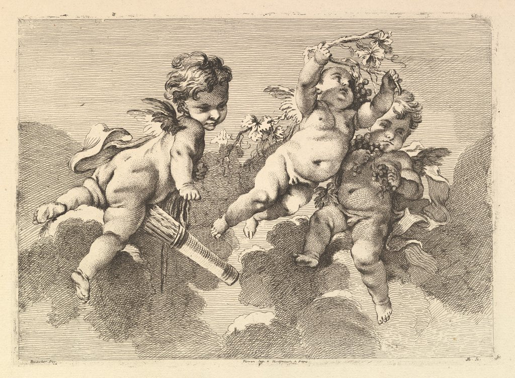 Detail of Three Children in Clouds, 18th century by Monogrammist DA