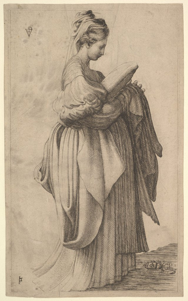 Detail of Female Figure holding a Cushion, 1643 by Monogrammist VCP