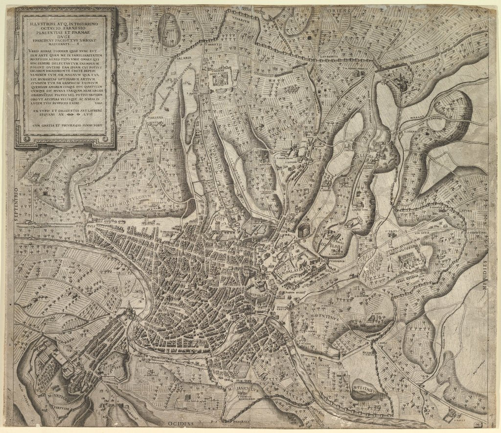 Detail of Speculum Romanae Magnificentiae: View of Rome from the West, 1557 by Nicolas Beatrizet