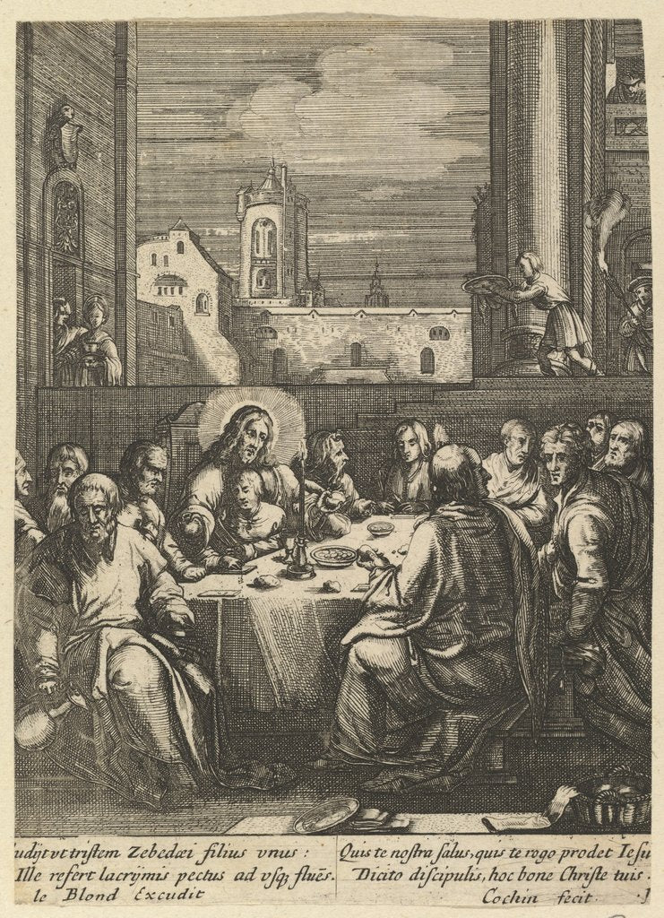 Detail of The Last Supper, from The Passion of Christ, mid 17th century by Nicolas Cochin
