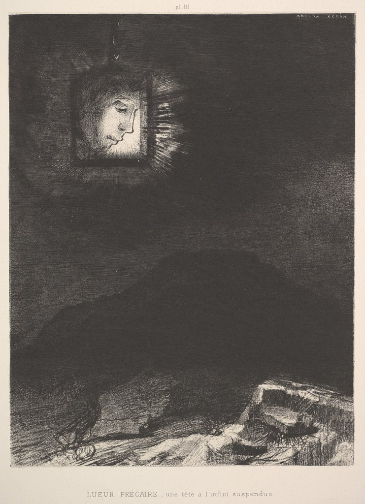Detail of The vague glimmer of a head suspended in space, 1891 by Odilon Redon