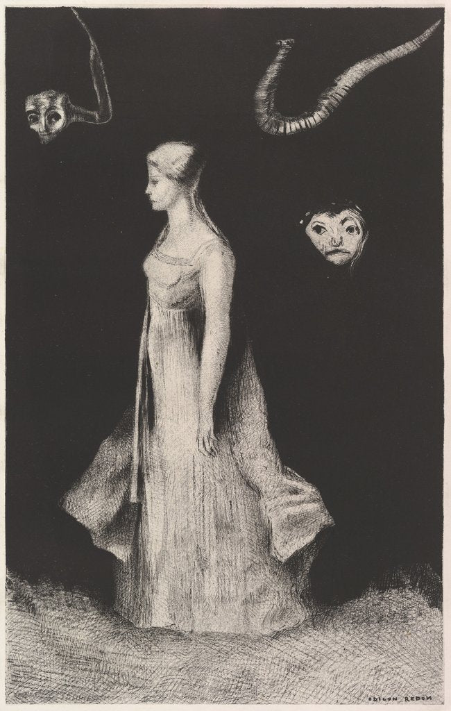 Detail of Haunting, 1893-94 by Odilon Redon