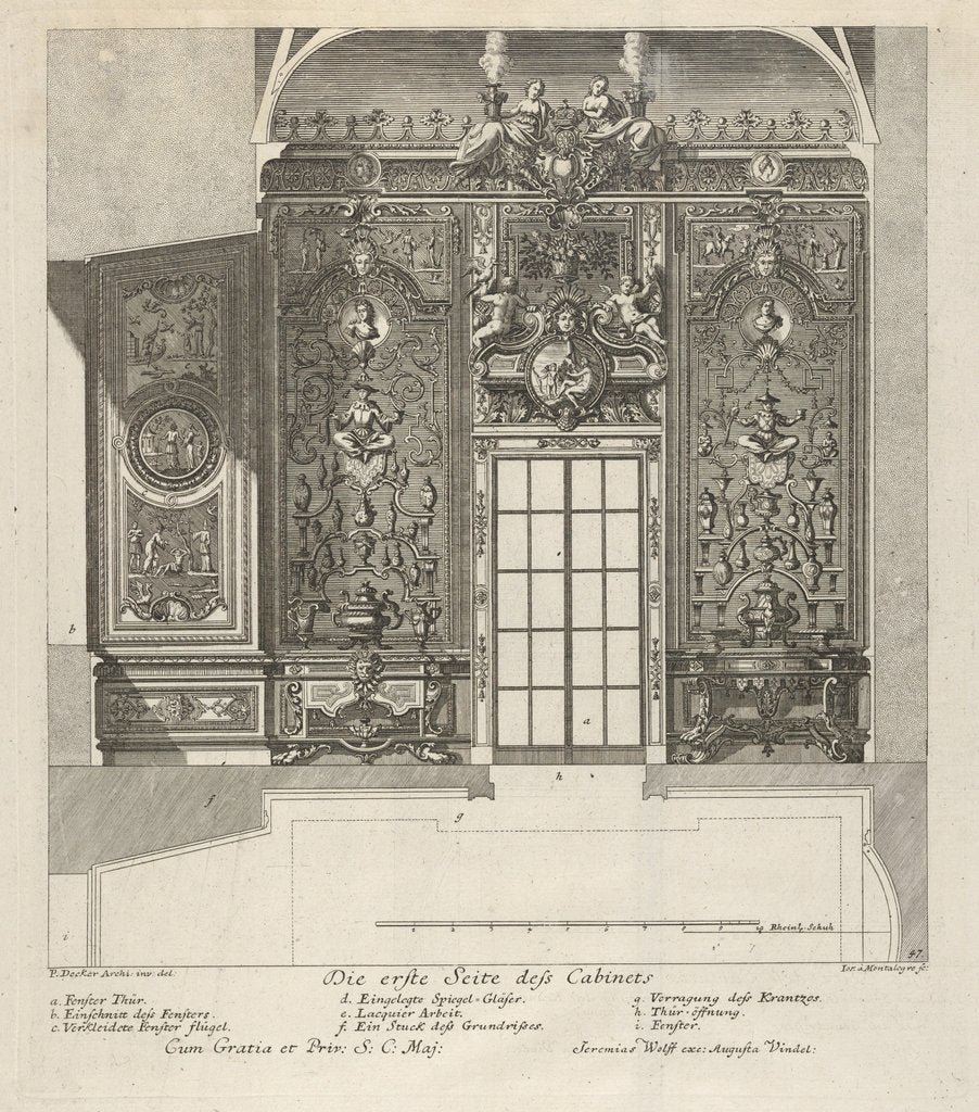 Detail of The First Wall of the Porcelain Room, from: 'Fürstlicher Baumeister Oder: Architectura civ…, 1711 by Paul Decker the Elder