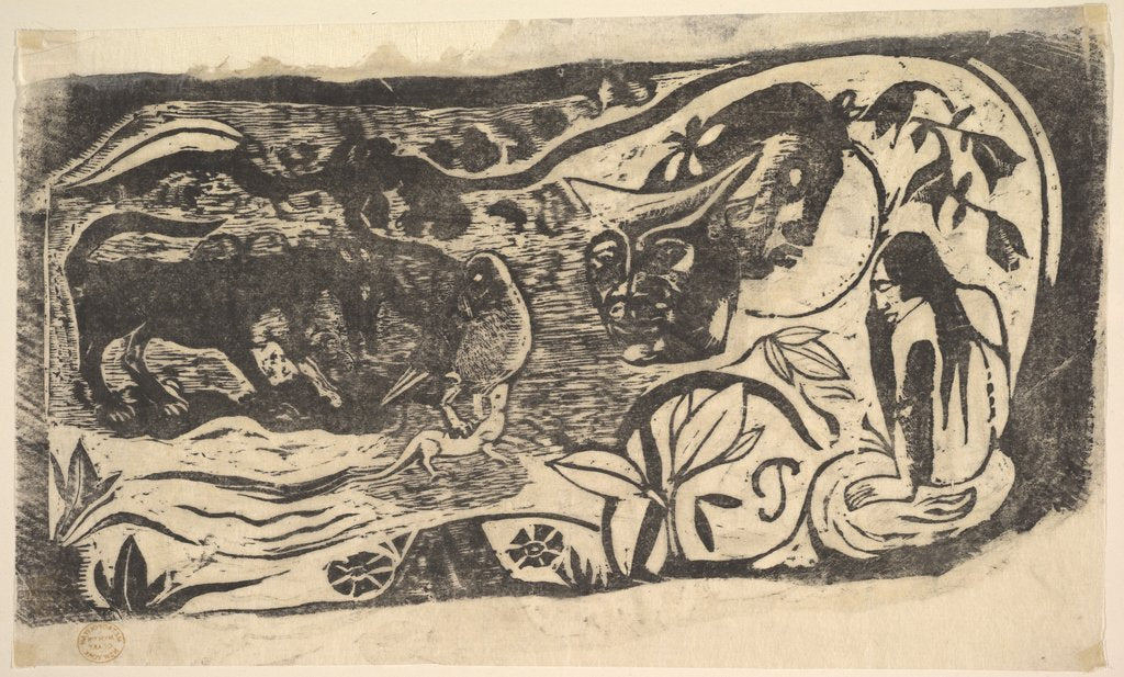 Detail of Woodcut with a Horned Head, 1898-99 by Paul Gauguin