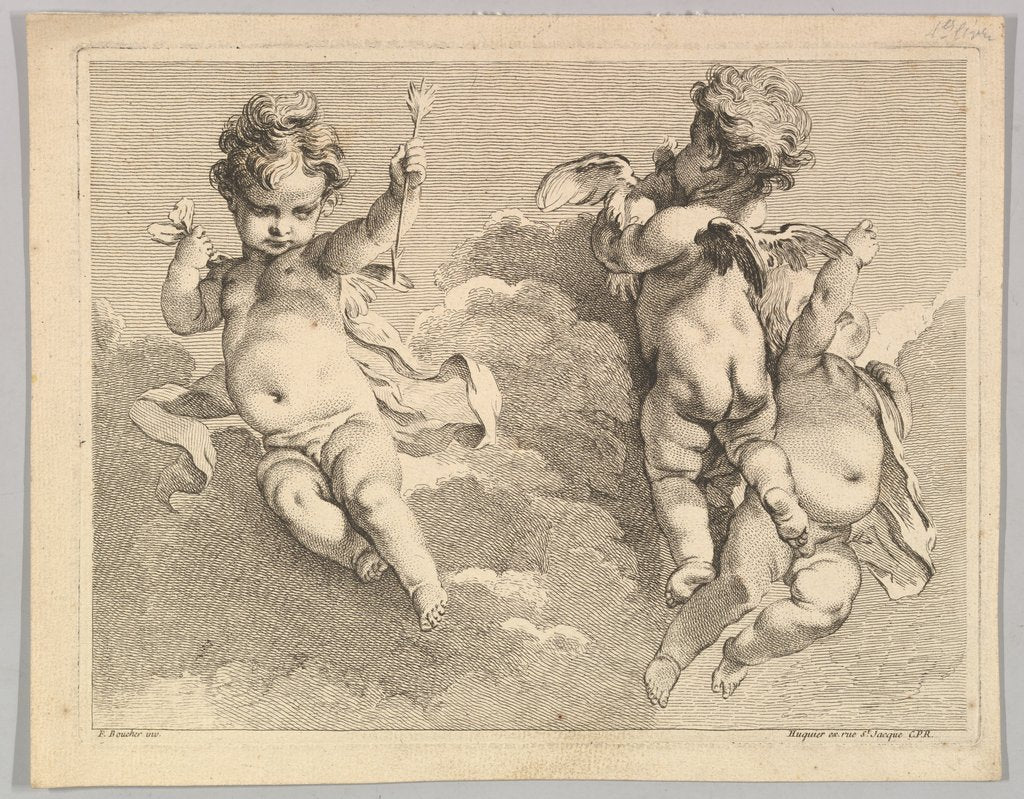 Detail of Trois Amours dont un tient une flèche, from Premier… by Pierre Alexandre Aveline