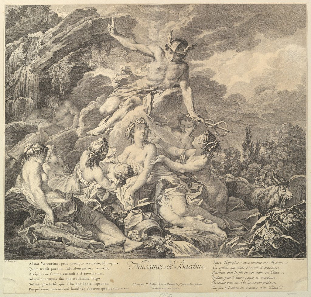 Detail of Naissance de Bacchus, 18th century by Pierre Alexandre Aveline