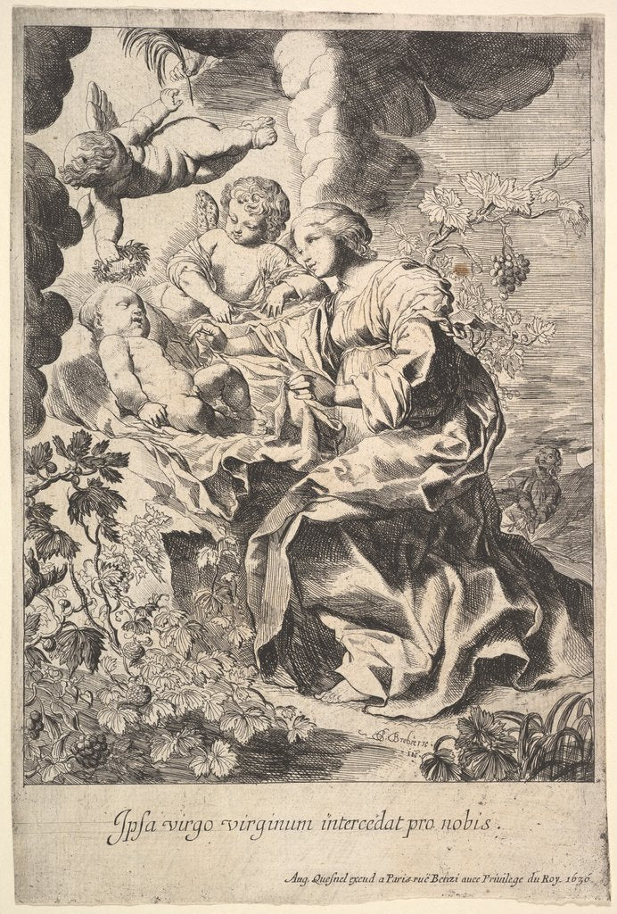 Detail of Virgin and child with angels, 1636 by Pierre Brebiette