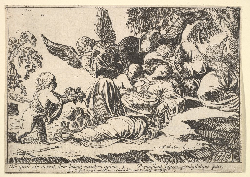 Detail of Angels Giving Fruit to the Sleeping Holy Family, 1610-42 by Pierre Brebiette