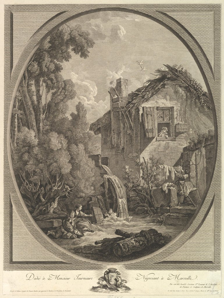 Detail of Paysage au Moulin, 18th century by Pierre Francois Laurent