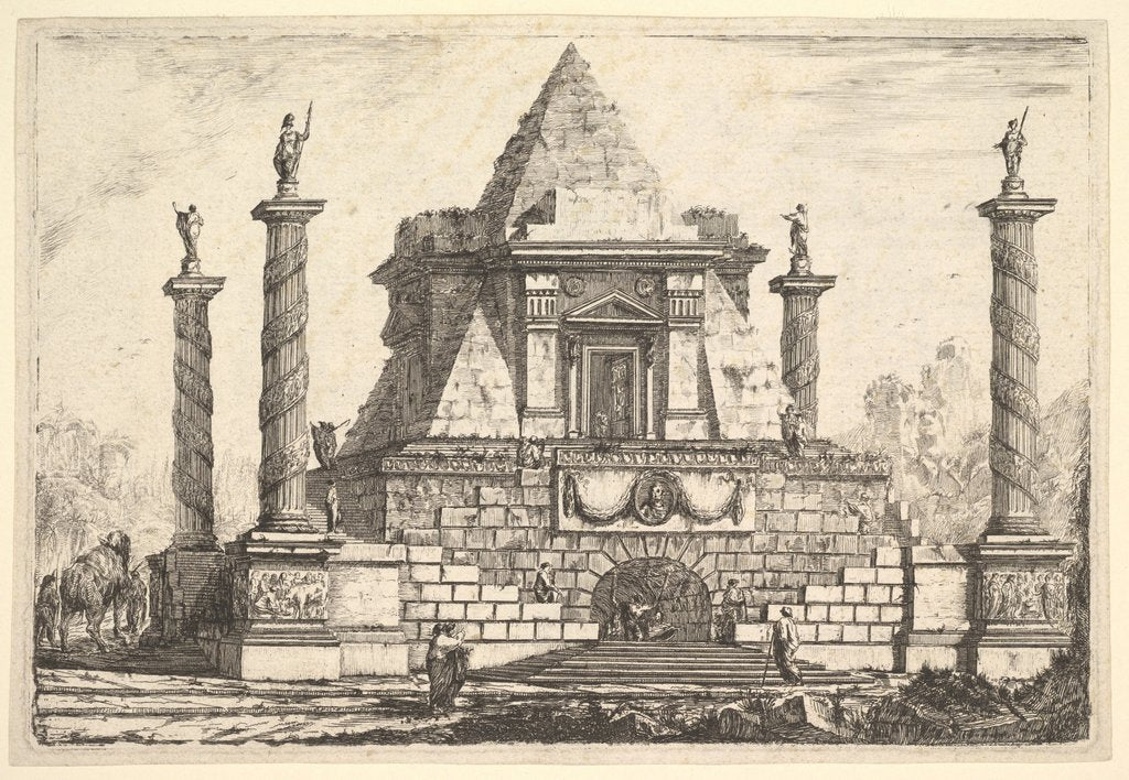 Detail of Imaginary Architecture with Camel and Figures, after Della Bella, 18th century by Pierre Moreau