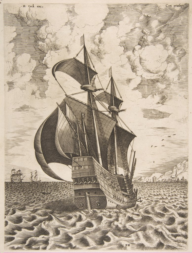 Detail of Armed Four-Master Sailing Towards a Port from The Sailing Vessels, 1561-65 by Frans Huys