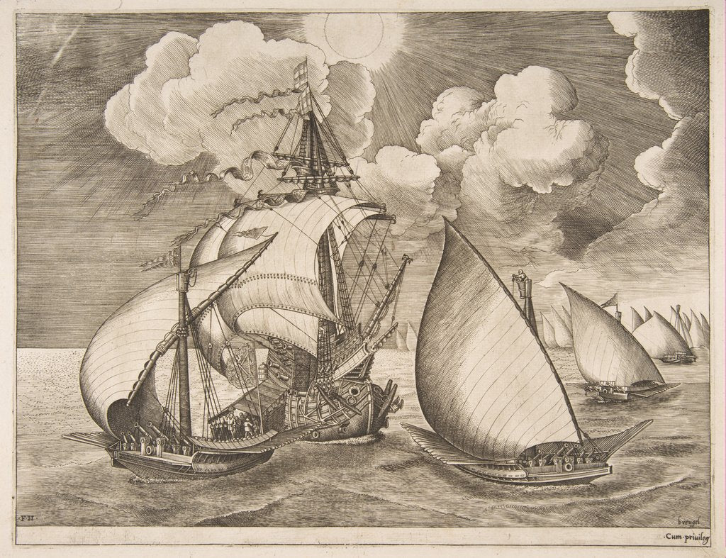Detail of Fleet of Galleys Escorted by a Caravel from The Sailing Vessels, 1561-65 by Frans Huys