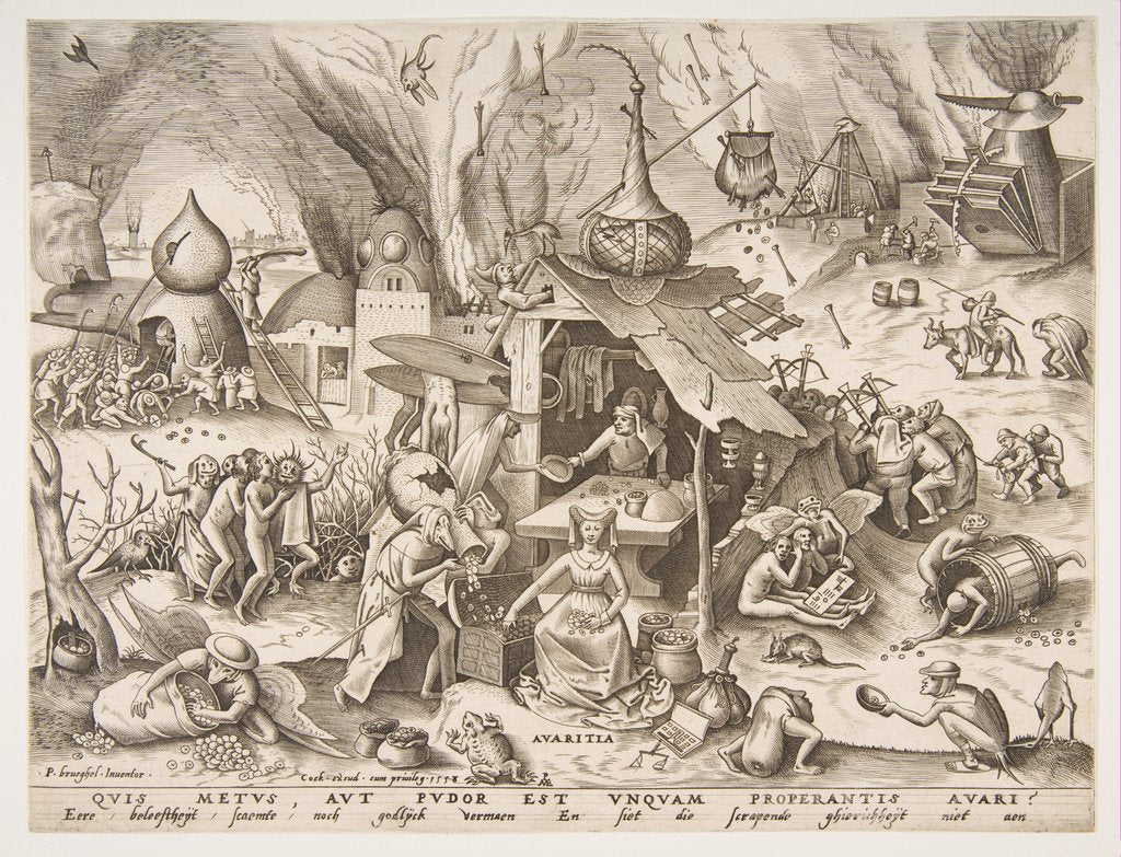Detail of Avarice from the series The Seven Deadly Sins, 1558 by Philip Galle