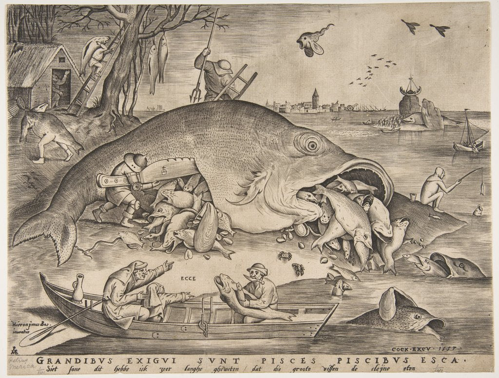 Detail of Big Fish Eat Little Fish, 1557 by Pieter van der Heyden/Pieter Bruegel the Elder
