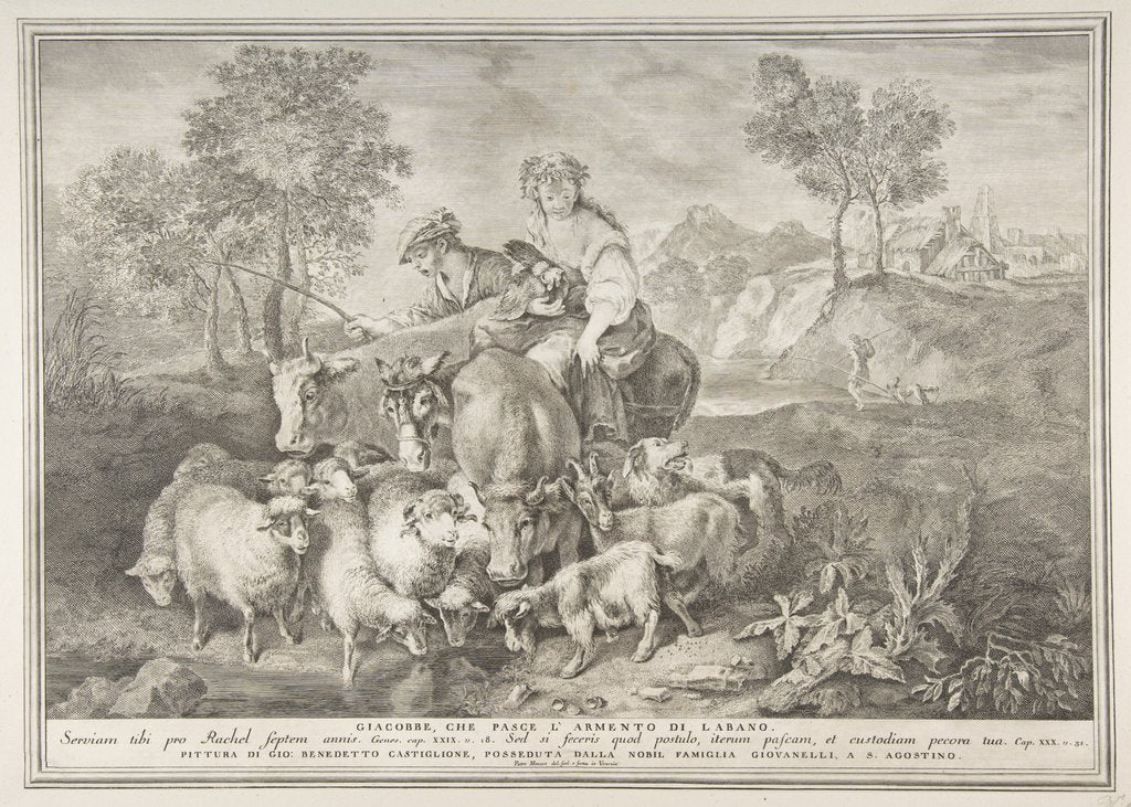 Detail of Jacob tending Laban's flock, 1743-63 by Pietro Monaco