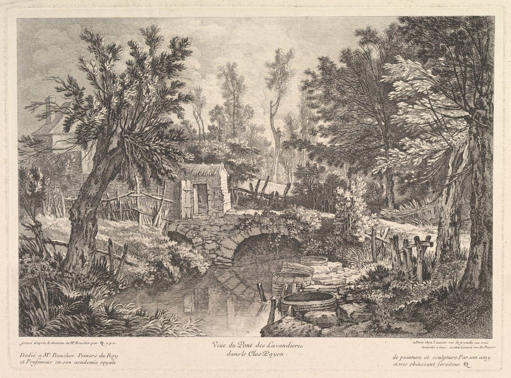 Detail of View of the Lavandieres Bridge at the Peasant House, mid-18th century by Quentin Pierre Chedel