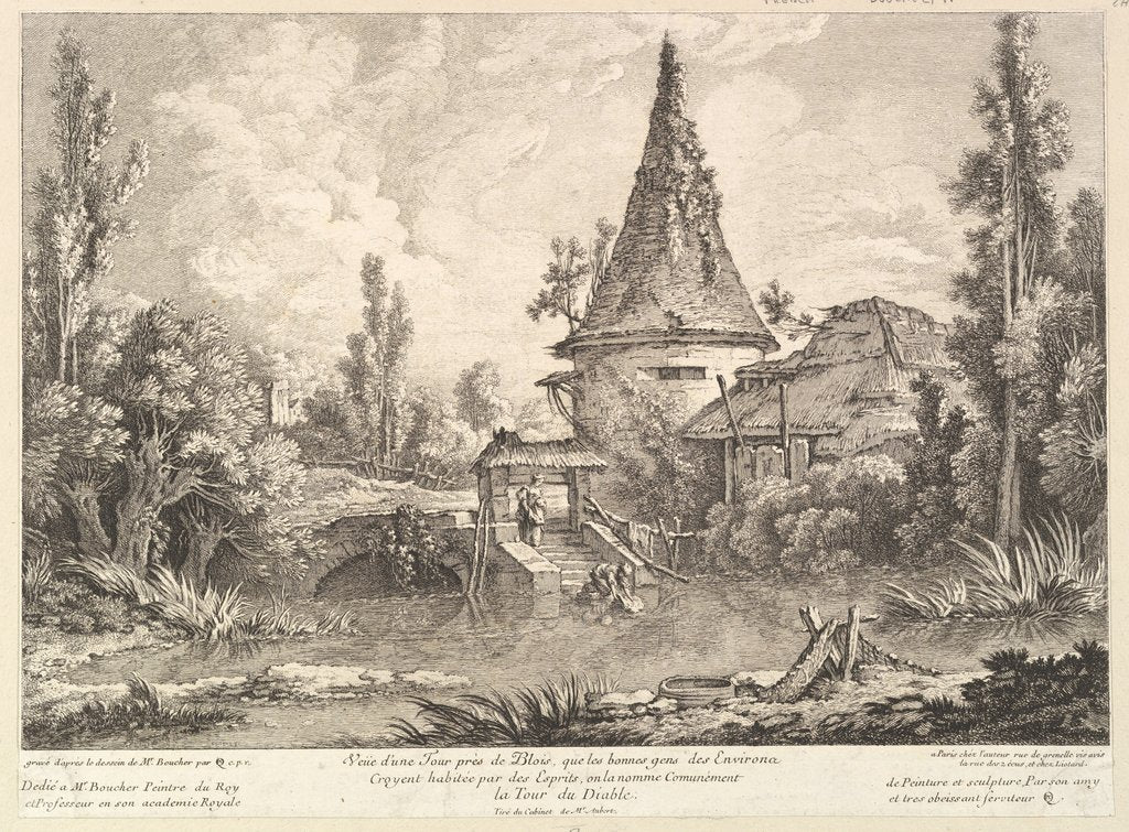 Detail of View of Tower near Blois, mid 18th century by Quentin Pierre Chedel