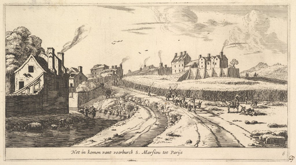 Detail of Entrance to the Suburb of Saint Marceau near Paris, 17th century by Reinier Zeeman