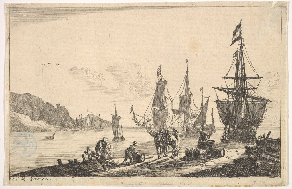 Detail of Bay with Sailing Vessels, 17th century by Reinier Zeeman