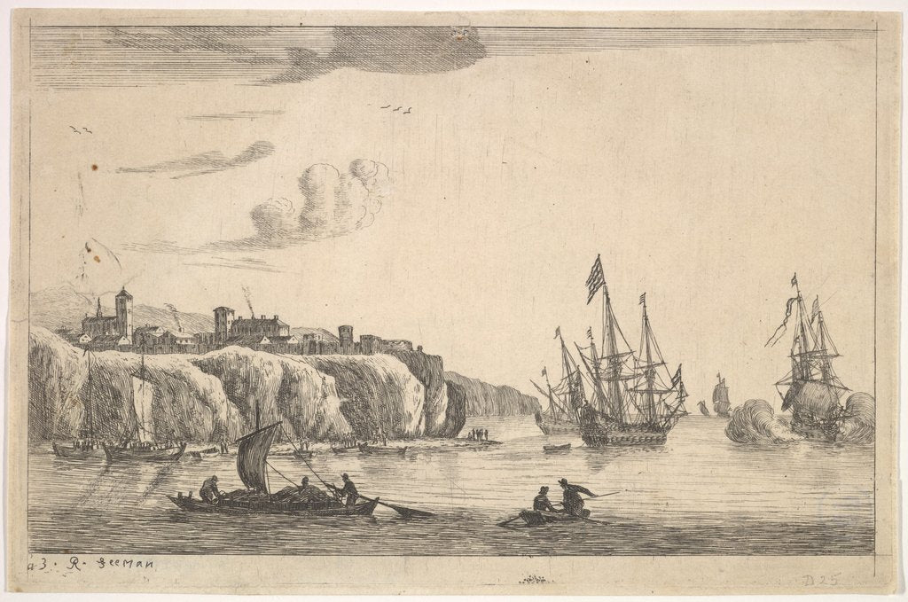Detail of Seaport with Village on a Cliff, 17th century by Reinier Zeeman