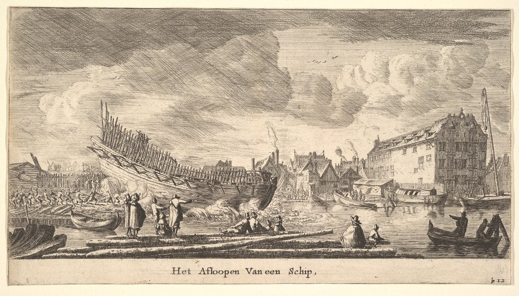 Detail of The Launch of a Ship, 17th century by Reinier Zeeman