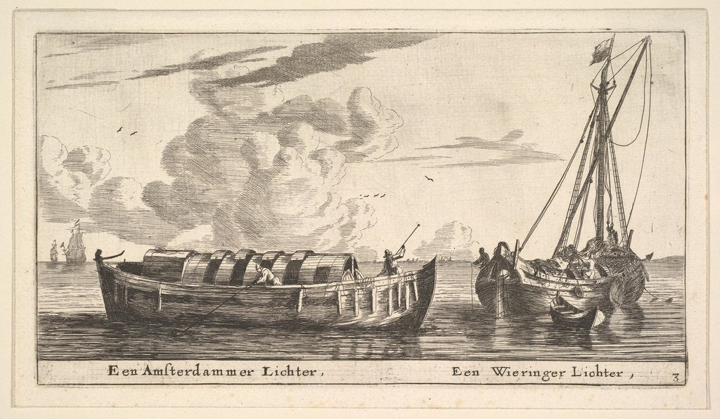 Detail of An Amsterdam Lighter and a Wieringer, 17th century by Reinier Zeeman
