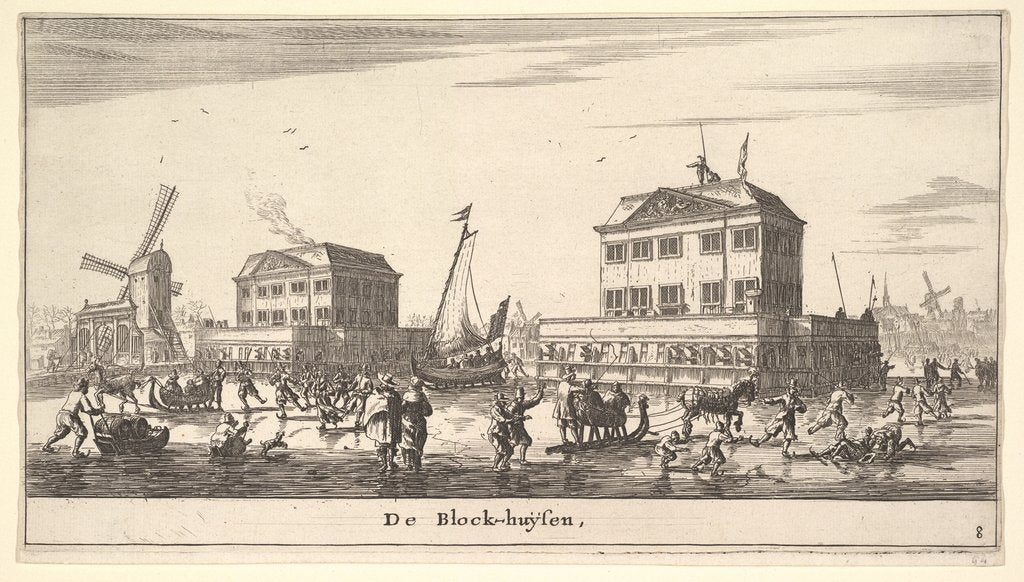 Detail of Winter Scene at the Blockhouse in Amsterdam, 17th century by Reinier Zeeman