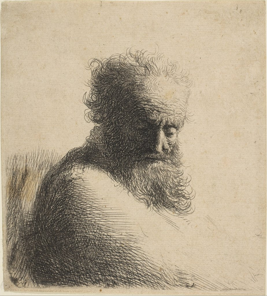 Detail of Bust of an Old Bearded Man Looking Down, Three-Quarters Right, 1631 by Rembrandt Harmensz van Rijn