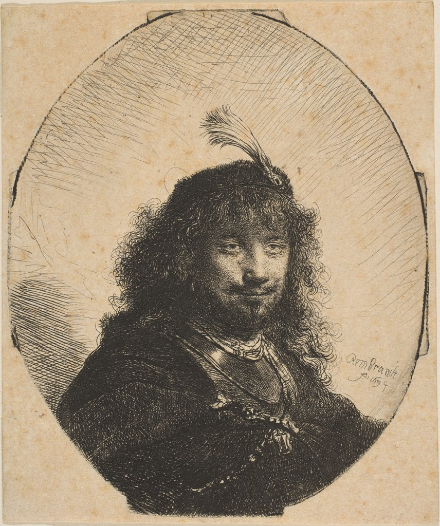 Detail of Self-Portrait with Plumed Cap and Lowered Sabre, 1634 by Rembrandt Harmensz van Rijn