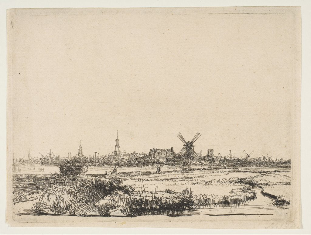 Detail of View of Amsterdam from the Northwest, ca. 1640 by Rembrandt Harmensz van Rijn