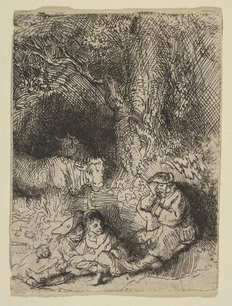 Detail of The Sleeping Herdsman, ca. 1644 by Rembrandt Harmensz van Rijn