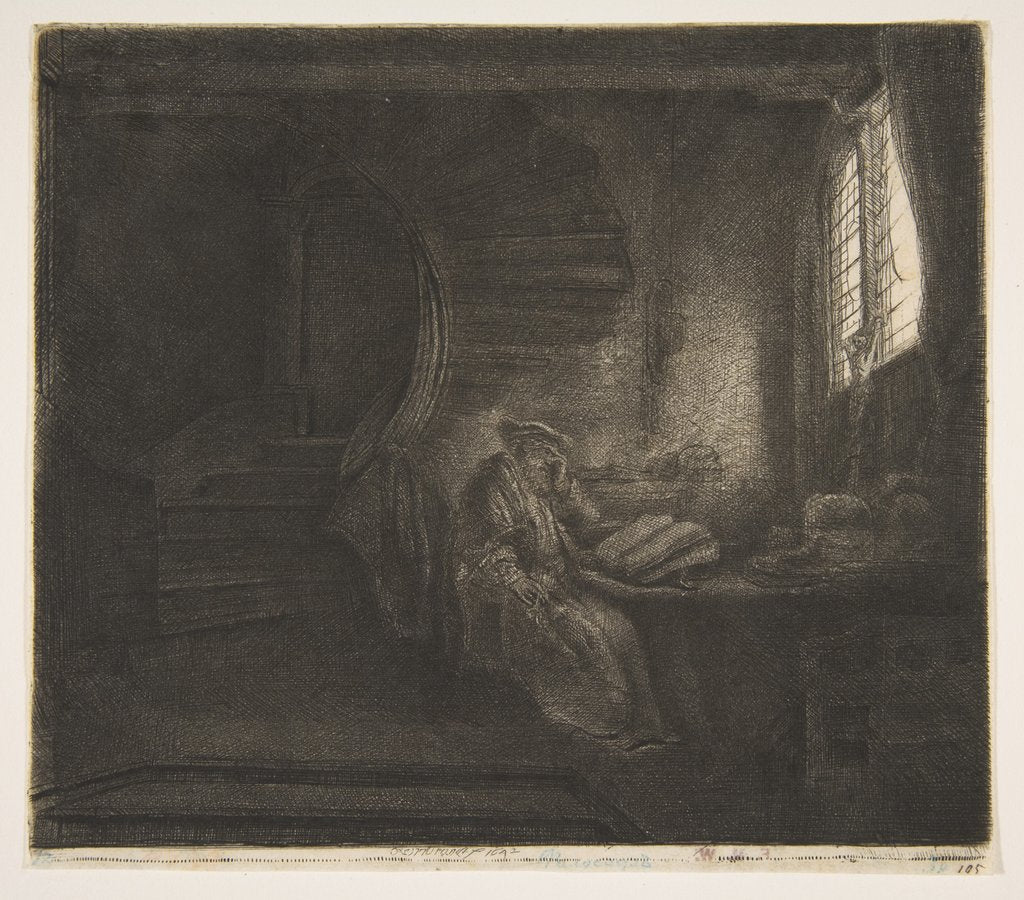 Detail of St. Jerome in a Dark Chamber, 1642 by Rembrandt Harmensz van Rijn