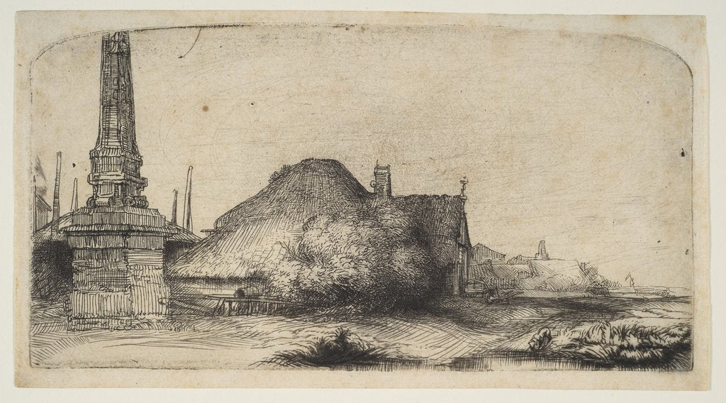 Detail of Cottage and Boundary Post on the Spaarndammerdijk, ca. 1650 by Rembrandt Harmensz van Rijn