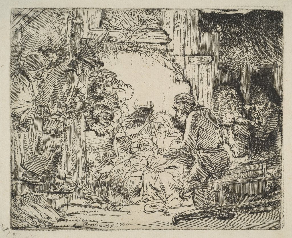 Detail of The Adoration of the Shepherds, with the lamp, ca. 1654 by Rembrandt Harmensz van Rijn