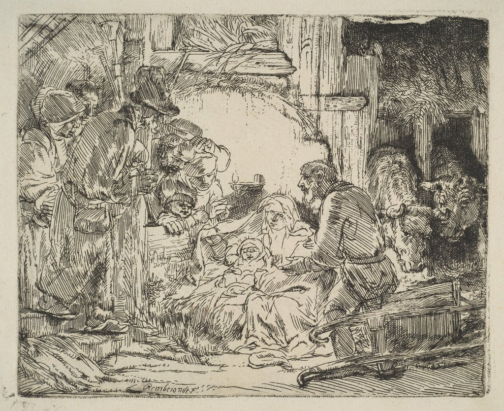 The Adoration of the Shepherds, with the lamp, ca. 1654 by Rembrandt Harmensz van Rijn