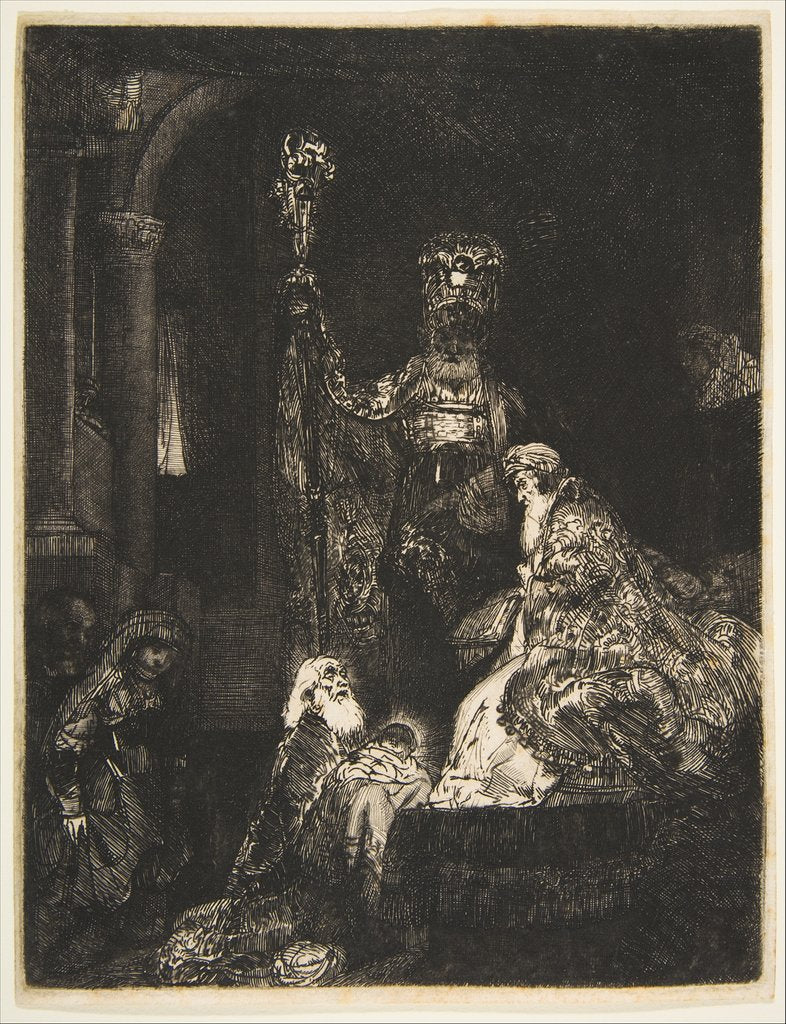 Detail of The Presentation in the Temple in the Dark Manner, ca. 1654 by Rembrandt Harmensz van Rijn