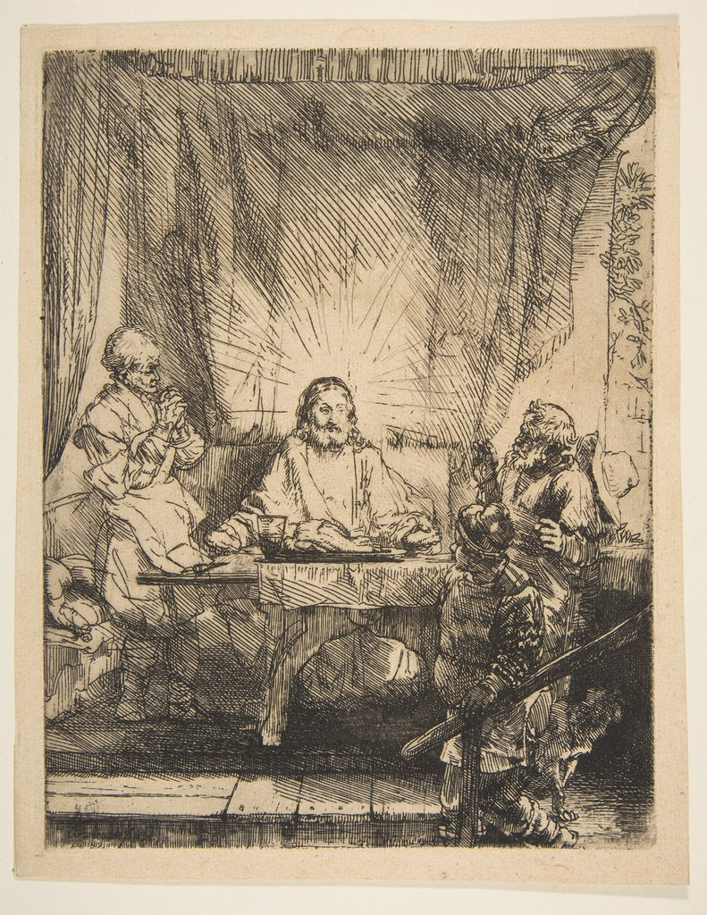 Detail of Christ at Emmaus: The Larger Plate, 1654 by Rembrandt Harmensz van Rijn