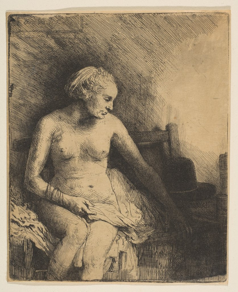 Detail of Woman at the Bath with a Hat beside Her, 1658 by Rembrandt Harmensz van Rijn