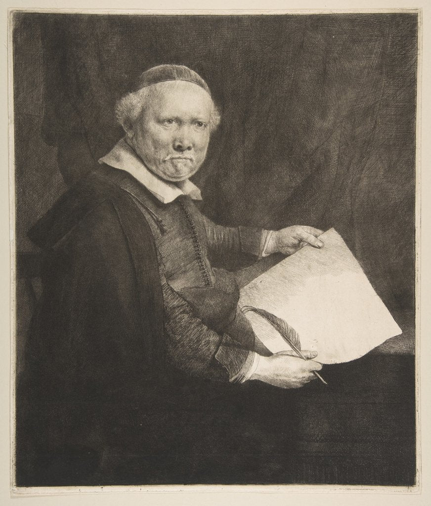 Detail of Portrait of Lieven Willemsz van Coppenol, Writing Master, 1658 by Rembrandt Harmensz van Rijn