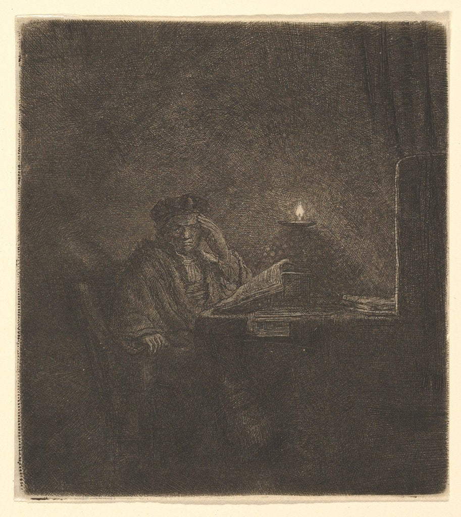 Detail of Student at a Table by Candlelight, ca. 1642 by Rembrandt Harmensz van Rijn