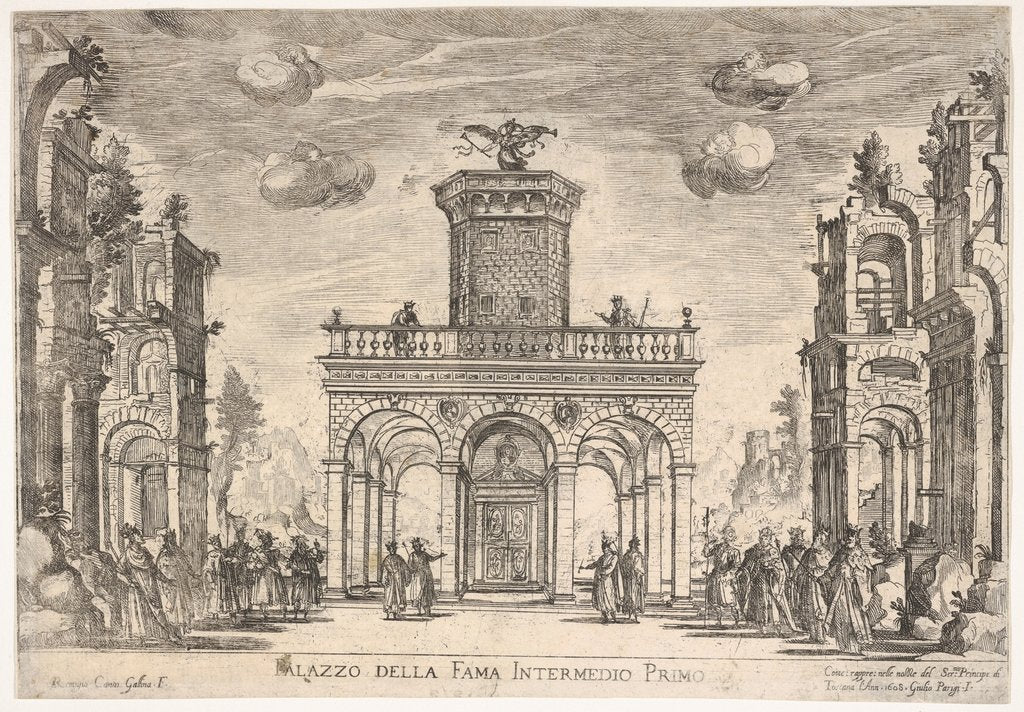 Detail of First interlude: palace of fame, from the series 'S…, 1608 by Remigio Cantagallina